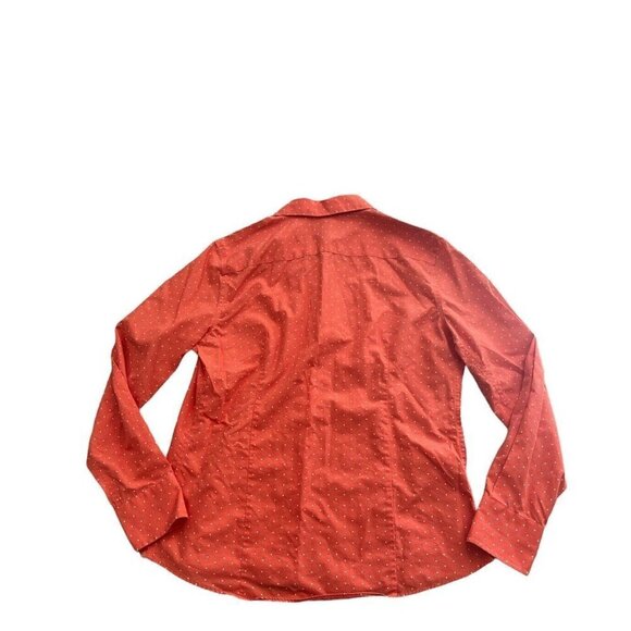 Lands End No Iron Supima Women's Coral Polka Dot Long Sleeve Up Down Shirt 4P - Picture 7 of 7